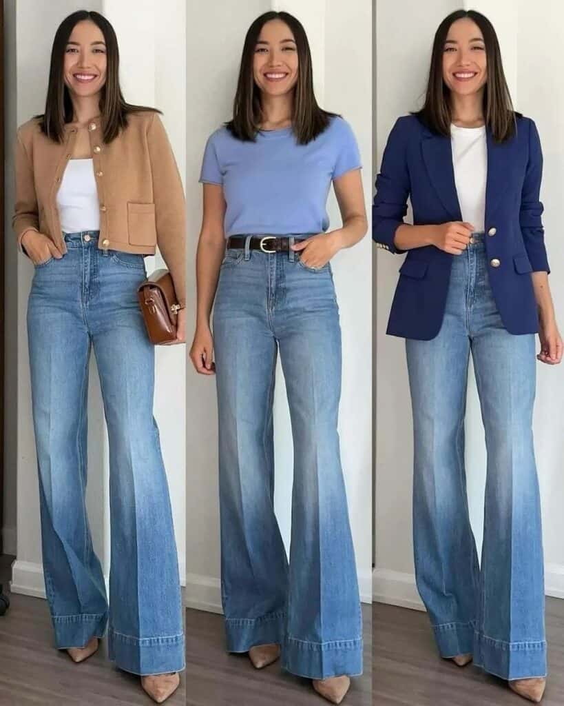 How to wear wide leg jeans