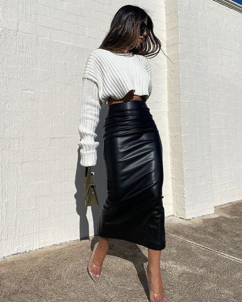 Faux leather skirt for fall