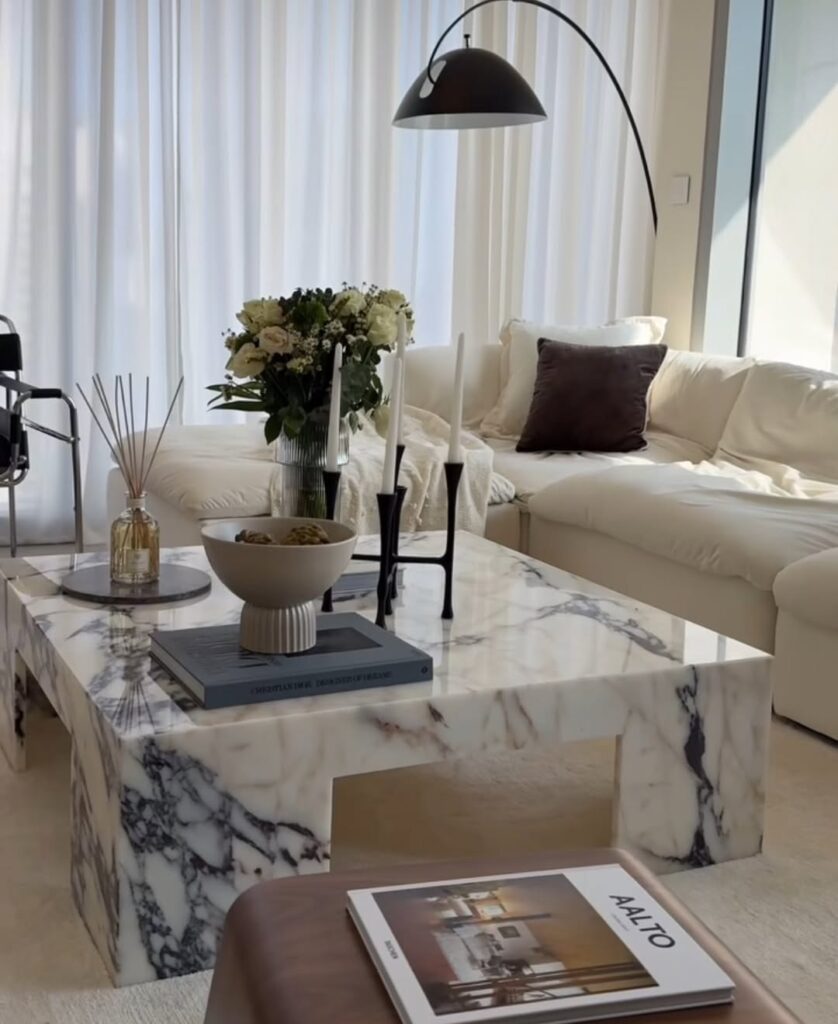 Coffee table decor arrangement