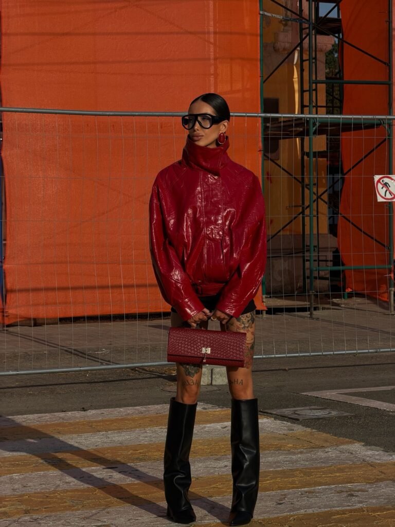 How style a red leather jacket
