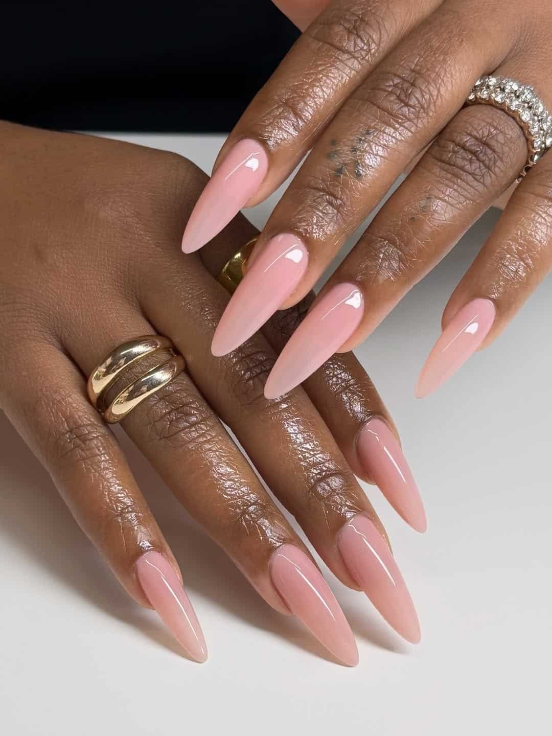 almond pink nude nails