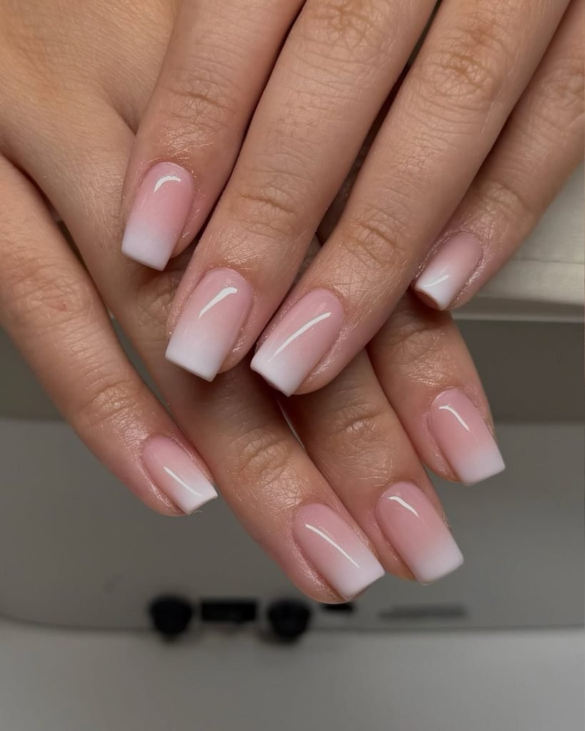 square french ombré manicure on long nails